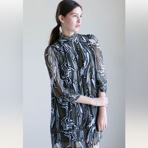 Adorable  Olive, Black and White  Dress